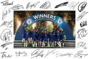 Chelsea FC Signed Champions League Squad Team 2021 Kai Havertz A4 Photo Print - Picture 1 of 1