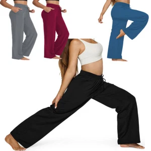 Neu Baggy Damen-Jogginghose weites Bein Kordelzug Jogger weiche Yogahose Hose - Bild 1 von 24