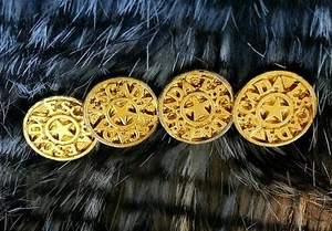 Vtg Gold Escada Star Set of 4 pc Designer Metal Buttons - Picture 1 of 3