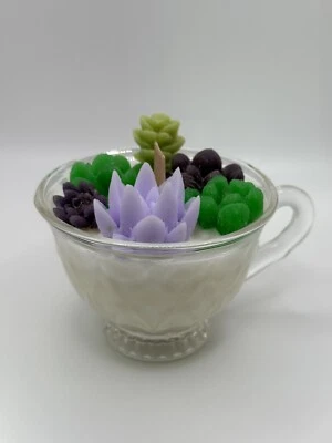 Succulent Teacup Candle - Apple Cinnamon - Image 1 of 3
