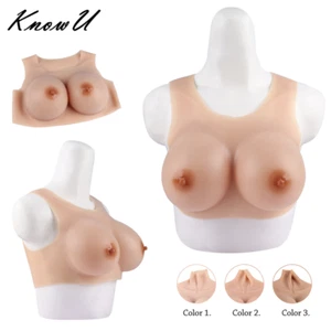 Realistic Silicone Breast Forms Breast Plate Fake Boobs C-G Cup For Crossdresser - Picture 1 of 25