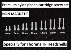 Set viti cartucce phono premium in nylon m2 appositamente per gusci testa Thorens TP - Foto 1 di 1