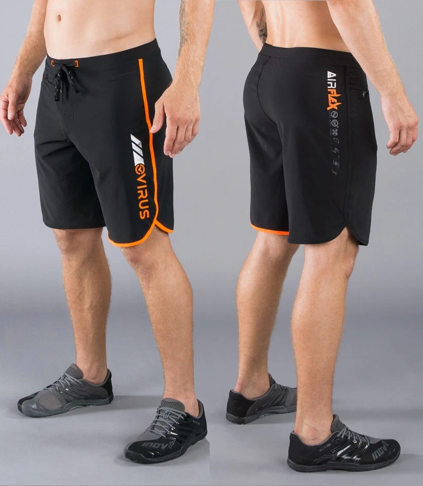 Virus ST1 Men's Airflex Cool Training BLACK/GREEN Shorts Crossfit MMA BJJ Gym 34 Black