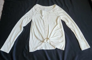 Abercrombie Kids Girls Off White Ivory Long Sleeve Sweater Twist Front Knot 9/10 - Picture 1 of 5