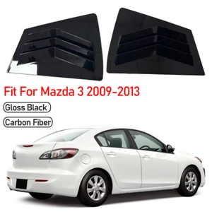 For Mazda 3 2009-13 Black/Carbon Fiber Rear Louver Window Side Shutter Cover ABS - Bild 1 von 15