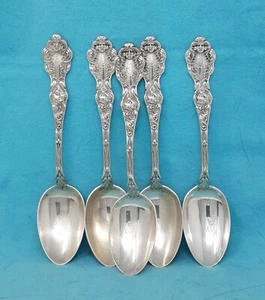 Unger Bros. Sterling Spoons, Five (5) Le Circes, App. 6" Mono.   - Picture 1 of 3