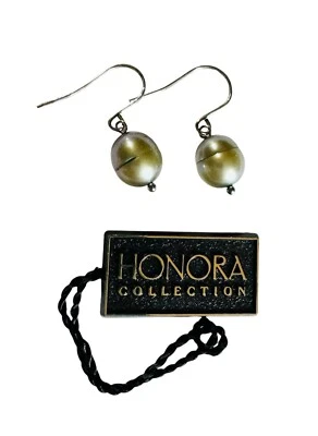 Pendientes colgantes Honora de plata de ley 925 con perlas grises Foto 1 de 3