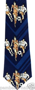 World Cup Game Men's Necktie Soccer Ball Player Football Sports Blue Neck Tie - Picture 1 of 3