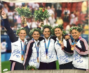 Mia Hamm Chastain Fawcett Foudy Lilly signed 16x20 photo inscribed 2004 GOLD JSA - Picture 1 of 2