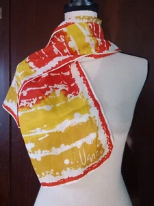 Vintage 70er Jahre Vera Neumann 44" langer Schal rot orange gold Herbstfarben - Bild 1 von 9