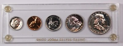 Juego de prueba 1954, 5 monedas, prueba de gemas, tono colorido, ¡plásticos capitales vintage! Foto 1 de 2