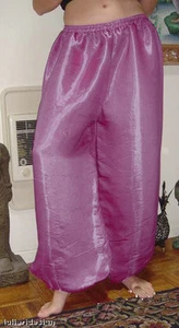 Pantalones harén danza del vientre magenta rosa con brillo plateado - Imagen 1 de 1