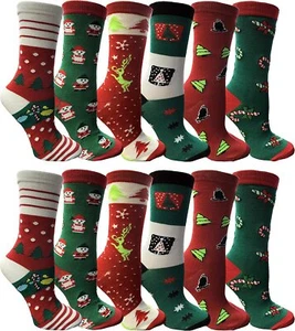60 PK Christmas Socks, Fun Colorful Festive, Crew, Sock 9-11 - Womens Knee Highs - Picture 1 of 8