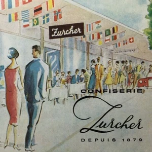 Zurcher Montreux Cafe Werbebroschüre 3""x4.75"" Confiseur Patissier Schweiz - Bild 1 von 9