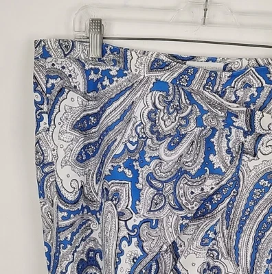 NY&C NWT Womens Blue Paisley Belted Dress Pants, Size 14 Average, MSRP $60 - Image 1 of 4