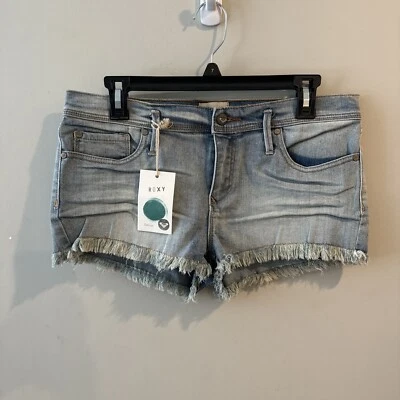 Pantalones cortos de mezclilla para mujer Roxy con dobladillo deshilachado talla 31 lavado claro Foto 1 de 4