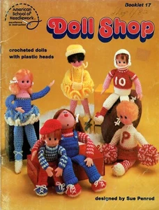 Doll Shop Crochet Dolls, Ballerina, Baseball Billy, Clown Pattern Booklet 17 NOS - Picture 1 of 4