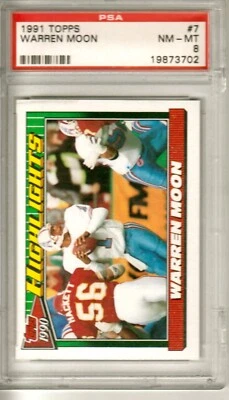 1991 TOPPS #7 Warren Moon Houson Oilers PSA 8 MN-MT - 3702 - Image 1 of 2