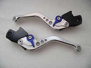 BMW K1200S (2004-2008), CNC levers set short silver blue adjusters, B1/B2