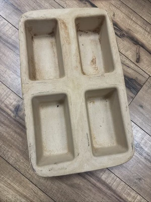 Pampered Chef Stoneware 4 Loaf Mini Pan Bread Meatloaf Family Heritage - Image 1 of 4
