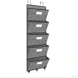5 Tier Door Hung Toy Storage Boxes Fabric Pockets Box Basket Organiser with lid - Picture 1 of 6