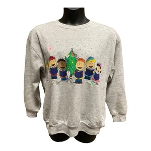 Peanuts Sweatshirt Unisex XL Gray Light Up Christmas Graphic Print Charlie Brown - Picture 1 of 7