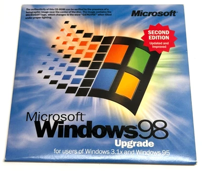 Microsoft Windows 98 CD-ROM segunda edición actualización - con clave de producto y estuche Foto 1 de 4