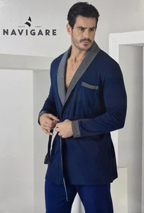 GIACCA DA CAMERA UOMO NAVIGARE IN COTONE INTERLOCK BLU CALDO COTONE - Foto 1 di 8