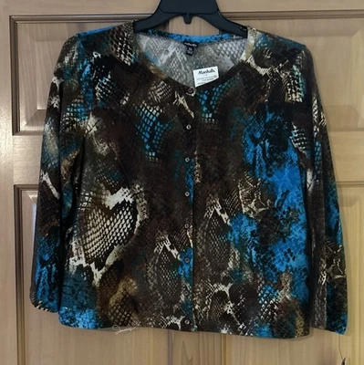 Cárdigan para mujer Rafaela talla XL turquesa, negro, marrón, piel de serpiente tostada nuevo con etiquetas Foto 1 de 4