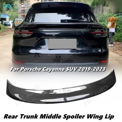 For Porsche Cayenne 2019-2023 Real Carbon Fiber Rear Spoiler Lip Roof Wing Kit - Image 1 of 4