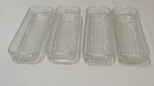 Corn on the cob clear glass footed dish made in Brazil. Set of 4. - Picture 1 of 5