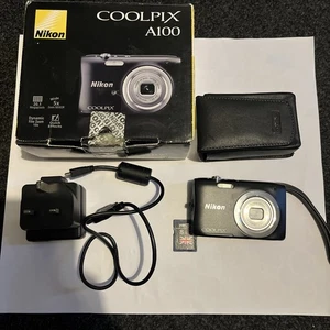 Nikon Coolpix A100 Black Digital Camera Boxed Excellent Condition HARDLY USED - Picture 1 of 12