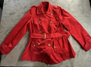 Mantel Jacke Lg Rot Damen Nautica Knopfgürtel - Bild 1 von 14