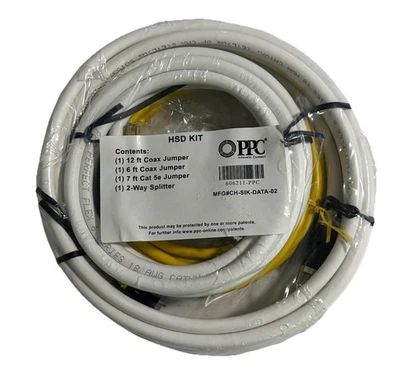  Spectrum HSD Kit By PPC 12' & 6' Coax Jumpers, 7' Cat 5e, 2-Way Splitter - Image 1 of 3