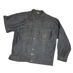 Vintage SCHOOL OF HARD KNOCKS Herren Grau Denim 90s Y2k Hip Hop Jacke Größe XXL - Bild 1 von 11