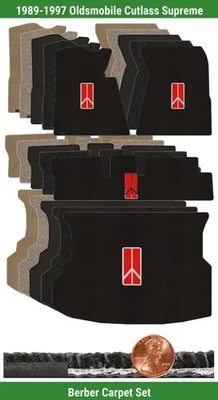 Juego de alfombrillas bereber personalizadas para Cutlass Supreme del 89-97 con logotipo (4 piezas) #WEC Foto 1 de 4