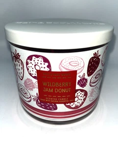 Bath & Body Works Wildberry Jam Donut 3 Wick 14.5oz Scented Candle Red/Pink NEW - Picture 1 of 4