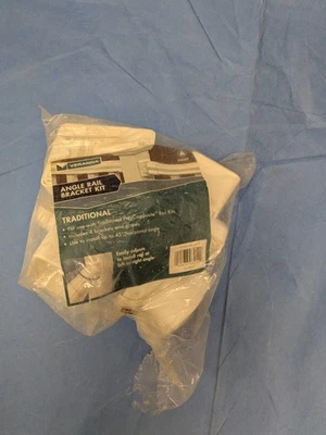 Veranda White Vinyl Angle Rail Bracket For Traditional PolyComposite Rail Kits. - Image 1 of 4