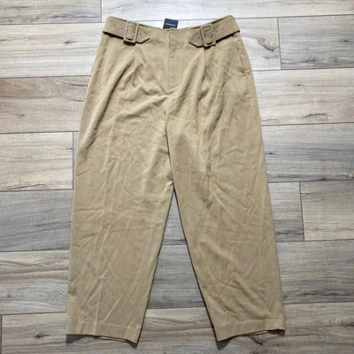 Club Monaco Women's Self Buckle Wool Blend Pants Size 12 Camel - Image 1 of 4