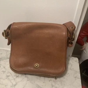 Vintage Coach Stewardess Leather Saddle Bag Made In NYC 9525, British Tan VTG - Picture 1 of 12
