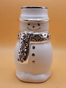 Harry Slatkin Schneemann weiß silber Schal Knöpfe Wärmer Wachs Öl Wärmer Leuchte - Bild 1 von 4
