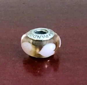 PANDORA S ALE 925 STERLING SILVER MURANO GLASS PINK HEARTS BEAD CHARM - Picture 1 of 5