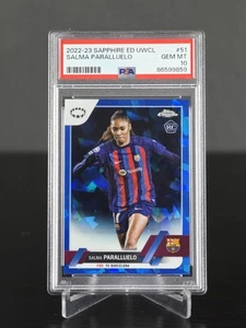 2022-23 Topps Chrome Sapphire UWCL Women's League Salma Paralluelo Rookie PSA 10 - Picture 1 of 2