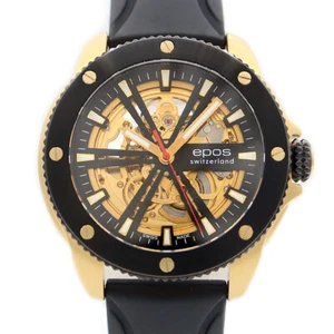 EPOS Sportive 3389 Black Skeleton 100m YGP Yellow Gold SS Steel Men Automatic - Picture 1 of 6