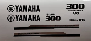 Yamaha V6 Fueraborda Calcomanía Cepillo Aluminio y Negro Pegatina Kit Vinilo Marino - Imagen 1 de 2