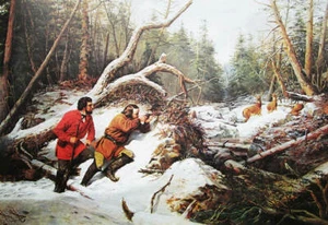 Currier und Ives Jäger Winterhirsch - Bild 1 von 1