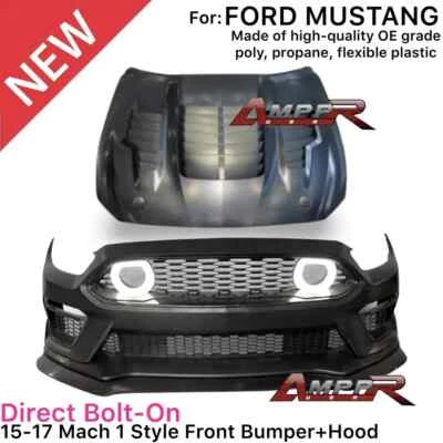 Fits 2015-2017 Ford Mustang Mach 1 Style Front Bumper  aluminum Hood - Изображение 1 из 4