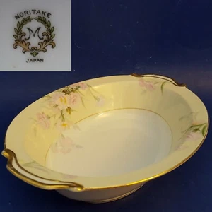c1940 Noritake 'Mystery #1' 10" Oval Vegetable Bowl. Pink Carnations. Cream Band - Picture 1 of 9