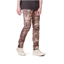 Purple Brand Men's Brown & Cream Stone Printed Denim Jeans, Slim Fit Low Rise 36