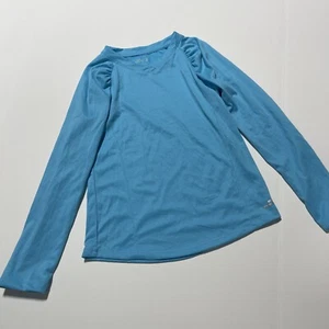 BCG Girls Shirt Youth Medium M 8 10 Long Sleeve V-neck Blue Lightweight Active - Picture 1 of 4